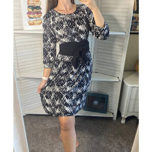 Alfani black and white fit and flare dress size Medium
